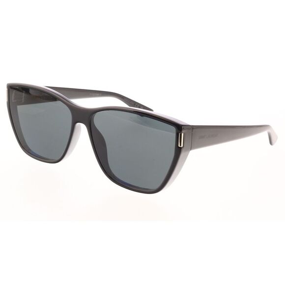 Saint Laurent SL 758-001 Cat-Eye Sunglasses in Shiny Black with Grey Lenses
